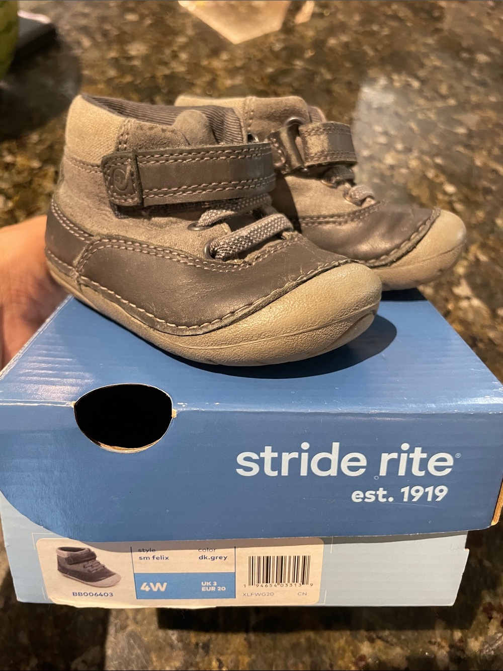 Stride Rite Grey and Tan Baby Walker Shoes